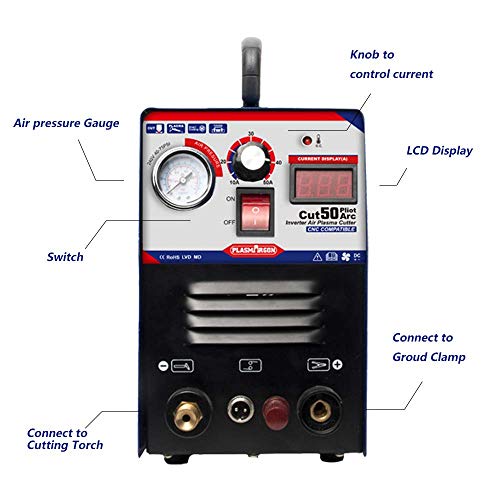 SUSEMSE Máquina de corte de plasma no táctil de arco piloto de corte de plasma 220V equipo de soldadura portátil 1/2'' corte limpio CUT50P SUSEMSE Máquina de corte de plasma no táctil de arco piloto de corte de plasma 220V equipo de soldadura portátil 1/2'' corte limpio CUT50P