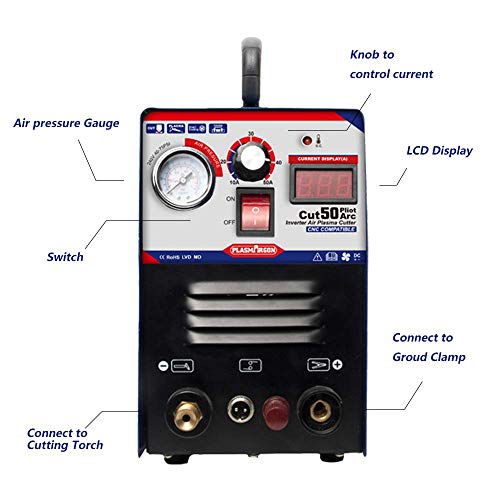 SUSEMSE Máquina de corte de plasma no táctil de arco piloto de corte de plasma 220V equipo de soldadura portátil 1/2'' corte limpio CUT50P