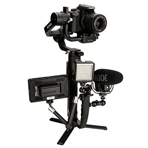 Sutefoto Dual Handle Grip Transmount Compatible para dji Ronin-s Zhiyun Crane 2/Crane M2, Crane 3, Monitor de Video Adaptador de Montaje de Micrófono