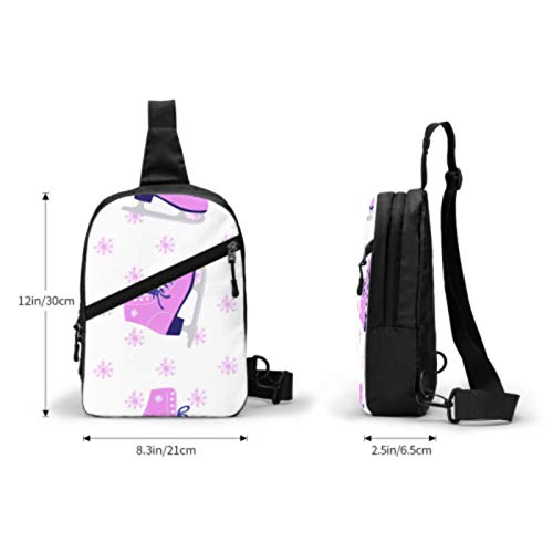 SUUJ Bolso Bandolera para Gimnasio, Mochila de Viaje Repelente al Agua, Bolsos de Hombro para el Pecho al Aire Libre, Mochila Cruzada Informal para Hombres, Mujeres, Patines de Hielo, Copos de Nieve