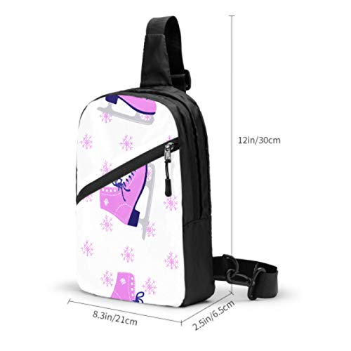 SUUJ Bolso Bandolera para Gimnasio, Mochila de Viaje Repelente al Agua, Bolsos de Hombro para el Pecho al Aire Libre, Mochila Cruzada Informal para Hombres, Mujeres, Patines de Hielo, Copos de Nieve