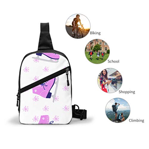 SUUJ Bolso Bandolera para Gimnasio, Mochila de Viaje Repelente al Agua, Bolsos de Hombro para el Pecho al Aire Libre, Mochila Cruzada Informal para Hombres, Mujeres, Patines de Hielo, Copos de Nieve