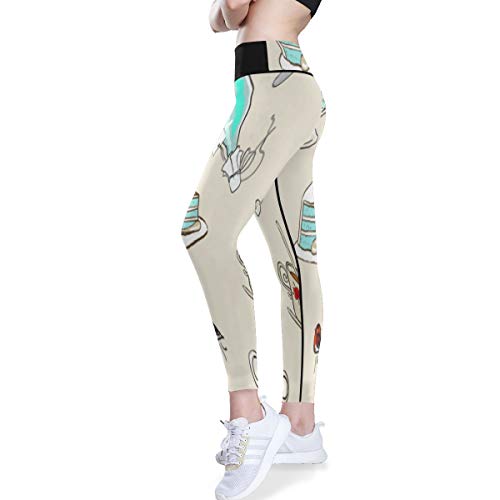 SUUJ Pantalones de Yoga para Mujeres, patrón de Alicia en el país de Las Maravillas, Cintura Alta con Bolsillo, Mallas largas elásticas, Pantalones de Entrenamiento para Correr, Yoga