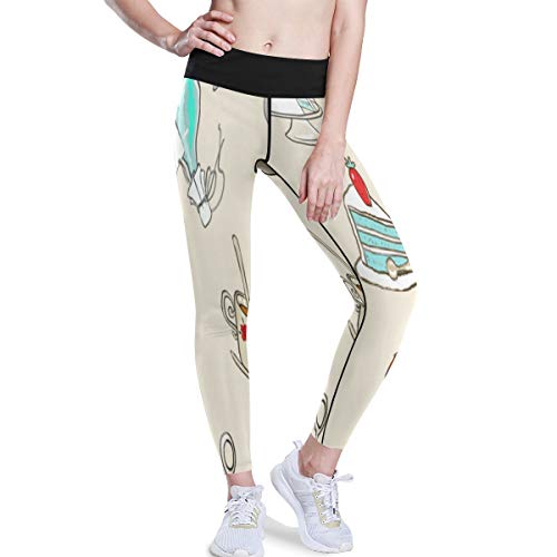 SUUJ Pantalones de Yoga para Mujeres, patrón de Alicia en el país de Las Maravillas, Cintura Alta con Bolsillo, Mallas largas elásticas, Pantalones de Entrenamiento para Correr, Yoga