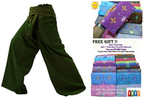 SUWARENE Zenza Fashion Tamaño Libre 2 Tono algodón Rayas Thai Pescador Pantalones de Yoga Pantalones tamaño Libre * * A la Venta con diseño Exclusivo * * SUWARENE Zenza Fashion Tamaño Libre 2 Tono algodón Rayas Thai Pescador Pantalones de Yoga Pantalones tamaño Libre * * A la Venta con diseño Exclusivo * *