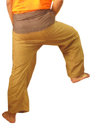 SUWARENE Zenza Fashion Tamaño Libre 2 Tono algodón Rayas Thai Pescador Pantalones de Yoga Pantalones tamaño Libre * * A la Venta con diseño Exclusivo * * SUWARENE Zenza Fashion Tamaño Libre 2 Tono algodón Rayas Thai Pescador Pantalones de Yoga Pantalones tamaño Libre * * A la Venta con diseño Exclusivo * *