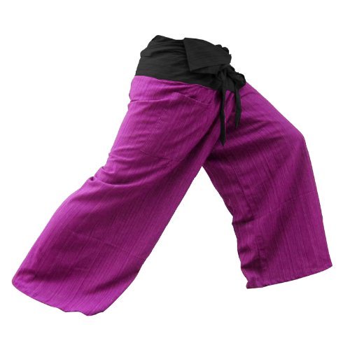 SUWARENE Zenza Fashion Tamaño Libre 2 Tono algodón Rayas Thai Pescador Pantalones de Yoga Pantalones tamaño Libre * * A la Venta con diseño Exclusivo * *