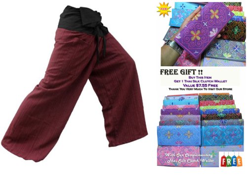 SUWARENE Zenza Fashion Tamaño Libre 2 Tono algodón Rayas Thai Pescador Pantalones de Yoga Pantalones tamaño Libre * * A la Venta con diseño Exclusivo * *