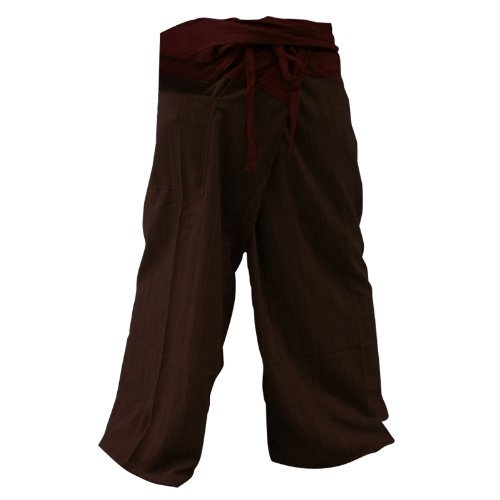 SUWARENE Zenza Fashion Tamaño Libre 2 Tono algodón Rayas Thai Pescador Pantalones de Yoga Pantalones tamaño Libre * * A la Venta con diseño Exclusivo * *