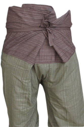 SUWARENE Zenza Fashion Tamaño Libre 2 Tono algodón Rayas Thai Pescador Pantalones de Yoga Pantalones tamaño Libre * * A la Venta con diseño Exclusivo * * SUWARENE Zenza Fashion Tamaño Libre 2 Tono algodón Rayas Thai Pescador Pantalones de Yoga Pantalones tamaño Libre * * A la Venta con diseño Exclusivo * *