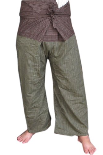 SUWARENE Zenza Fashion Tamaño Libre 2 Tono algodón Rayas Thai Pescador Pantalones de Yoga Pantalones tamaño Libre * * A la Venta con diseño Exclusivo * * SUWARENE Zenza Fashion Tamaño Libre 2 Tono algodón Rayas Thai Pescador Pantalones de Yoga Pantalones tamaño Libre * * A la Venta con diseño Exclusivo * *