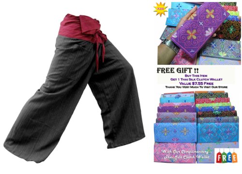 SUWARENE Zenza Fashion Tamaño Libre 2 Tono algodón Rayas Thai Pescador Pantalones de Yoga Pantalones tamaño Libre * * A la Venta con diseño Exclusivo * * SUWARENE Zenza Fashion Tamaño Libre 2 Tono algodón Rayas Thai Pescador Pantalones de Yoga Pantalones tamaño Libre * * A la Venta con diseño Exclusivo * *