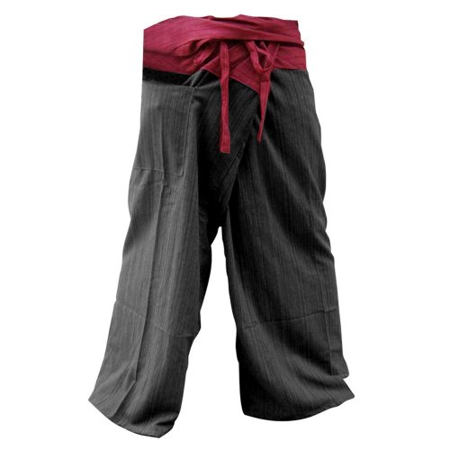 SUWARENE Zenza Fashion Tamaño Libre 2 Tono algodón Rayas Thai Pescador Pantalones de Yoga Pantalones tamaño Libre * * A la Venta con diseño Exclusivo * *