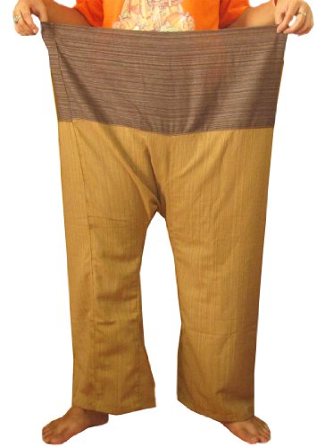 SUWARENE Zenza Fashion Tamaño Libre 2 Tono algodón Rayas Thai Pescador Pantalones de Yoga Pantalones tamaño Libre * * A la Venta con diseño Exclusivo * * SUWARENE Zenza Fashion Tamaño Libre 2 Tono algodón Rayas Thai Pescador Pantalones de Yoga Pantalones tamaño Libre * * A la Venta con diseño Exclusivo * *