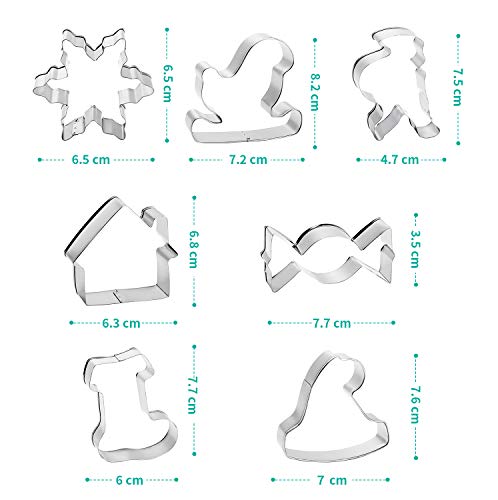 SveBake Juego de moldes para galletas navideñas, 25 unidades, de acero inoxidable y metal, para niños – árbol de Navidad, muletas, copo de nieve, alce SveBake Juego de moldes para galletas navideñas, 25 unidades, de acero inoxidable y metal, para niños – árbol de Navidad, muletas, copo de nieve, alce