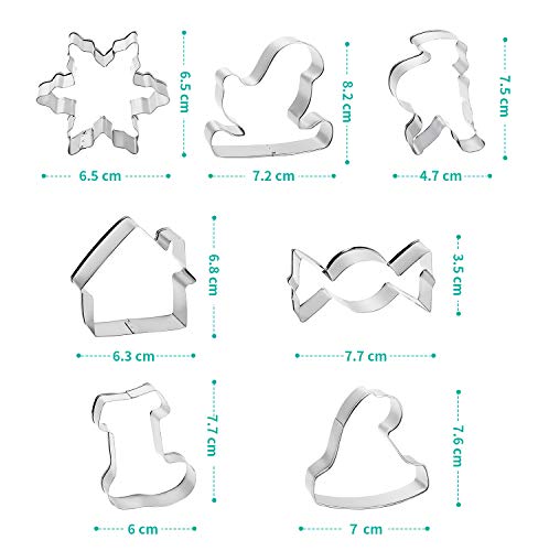 SveBake Juego de moldes para galletas navideñas, 25 unidades, de acero inoxidable y metal, para niños – árbol de Navidad, muletas, copo de nieve, alce