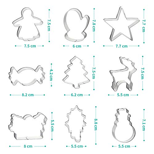 SveBake Juego de moldes para galletas navideñas, 25 unidades, de acero inoxidable y metal, para niños – árbol de Navidad, muletas, copo de nieve, alce SveBake Juego de moldes para galletas navideñas, 25 unidades, de acero inoxidable y metal, para niños – árbol de Navidad, muletas, copo de nieve, alce