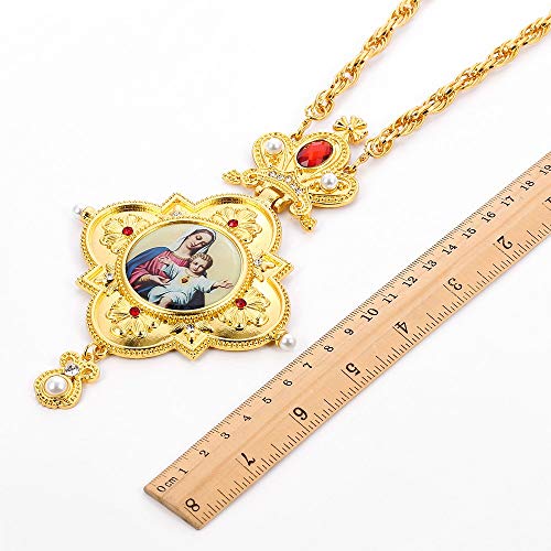 SWAOOS Color Dorado Cruz Pectoral Ortodoxa Griega Virgen María Icono Colgante Collar De Joyería Artesanía Religiosa con Caja SWAOOS Color Dorado Cruz Pectoral Ortodoxa Griega Virgen María Icono Colgante Collar De Joyería Artesanía Religiosa con Caja