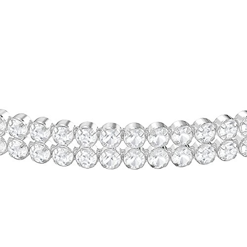 Swarovski Pulsera Subtle, Blanco, Baño de Rodio