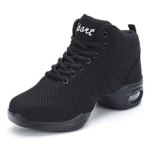 SWDZM Contemporáneo Jazz Zapatos Mujer,Aire Libre Deportes Danza,Moderno Hip Hop Sneaker Zapatillas de Danza Negro 38EU/24CM