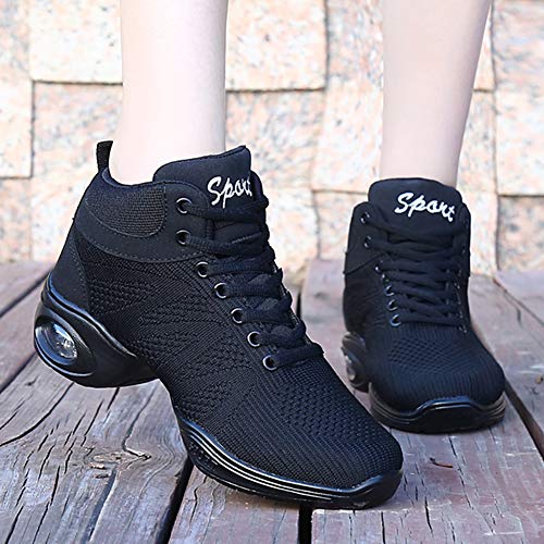 SWDZM Contemporáneo Jazz Zapatos Mujer,Aire Libre Deportes Danza,Moderno Hip Hop Sneaker Zapatillas de Danza Negro 38EU/24CM