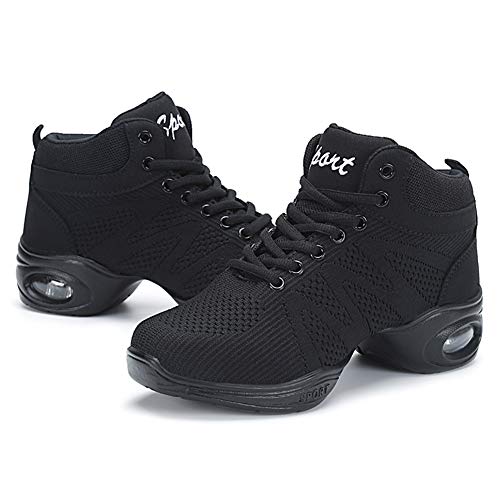 SWDZM Contemporáneo Jazz Zapatos Mujer,Aire Libre Deportes Danza,Moderno Hip Hop Sneaker Zapatillas de Danza Negro 38EU/24CM