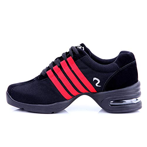 SWDZM Contemporáneo Jazz Zapatos Mujer,Aire Libre Deportes Danza,Moderno Hip Hop Sneaker Zapatillas de Danza Negro+Rojo 39EU/24.5CM