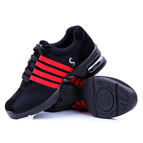 SWDZM Contemporáneo Jazz Zapatos Mujer,Aire Libre Deportes Danza,Moderno Hip Hop Sneaker Zapatillas de Danza Negro+Rojo 39EU/24.5CM