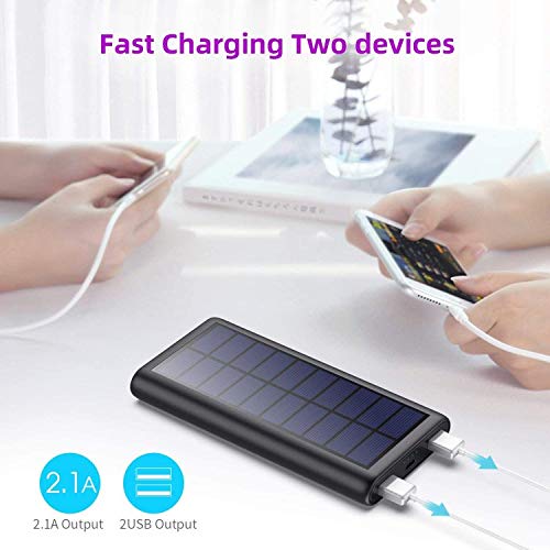 SWEYE Cargador Solar 26800mAh,【Cable de Datos/Luz Solar, Carga 2 en 1】 Batería Externa Solar de Carga Rápida con 2 Puertos USB Power Bank Portátil con Estilo para Smartphones, Tabletas