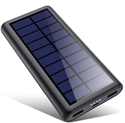 SWEYE Cargador Solar 26800mAh,【Cable de Datos/Luz Solar, Carga 2 en 1】 Batería Externa Solar de Carga Rápida con 2 Puertos USB Power Bank Portátil con Estilo para Smartphones, Tabletas