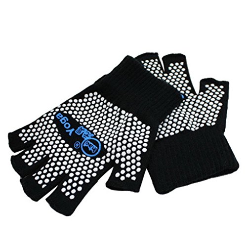 SwirlColor Guantes antideslizantes para yoga, pilates, sin dedos, con puntos blancos de silicona (guantes + calcetines)