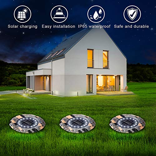 swonuk Luces Solares Exterior,8 pcs 16 LED IP65 Lámpara de Césped Luz de Suelo Solar a Prueba de Agua al Aire Libre Para Jardín, Patio, Césped [Clase de eficiencia energética A+++]