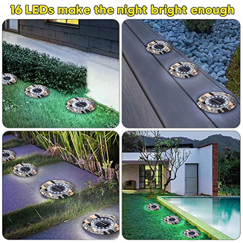 swonuk Luces Solares Exterior,8 pcs 16 LED IP65 Lámpara de Césped Luz de Suelo Solar a Prueba de Agua al Aire Libre Para Jardín, Patio, Césped [Clase de eficiencia energética A+++]