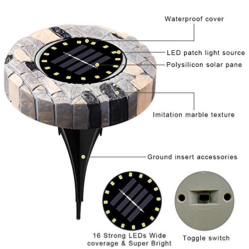 swonuk Luces Solares Exterior,8 pcs 16 LED IP65 Lámpara de Césped Luz de Suelo Solar a Prueba de Agua al Aire Libre Para Jardín, Patio, Césped [Clase de eficiencia energética A+++]