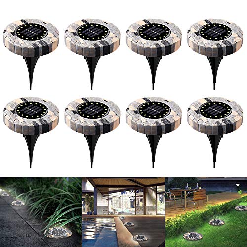 swonuk Luces Solares Exterior,8 pcs 16 LED IP65 Lámpara de Césped Luz de Suelo Solar a Prueba de Agua al Aire Libre Para Jardín, Patio, Césped [Clase de eficiencia energética A+++]