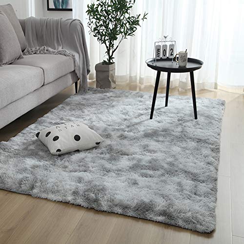 Swsen Alfombra Shaggy Salón Grandes - Alfombras Dormitorio Modernas para Pelo Largo Lavables - para Dormitorio, Comedor, Pasillo y Habitación Juvenil - Gris, 200x300 cm