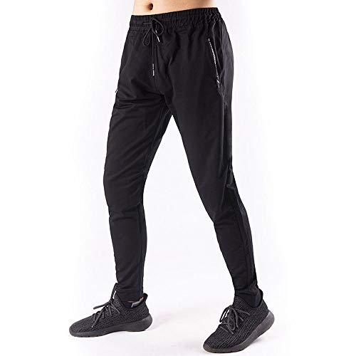 SXKJ Pantalones Largos Deportivos para Hombre Pantalón Chándal de Algodón Otoño Invierno Jogger de Cintura Ajustable con Bolsillo Cremallera Fitness Correr Casual