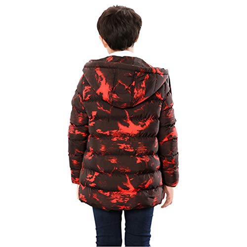 SXSHUN Niños Chaqueta Impermeable de Camuflaje de Invierno Abrigo Acolchado de Algodón para Chicos, Naranja, 15-16 años (Etiqueta: 170cm)