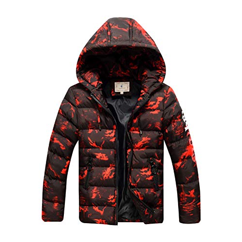 SXSHUN Niños Chaqueta Impermeable de Camuflaje de Invierno Abrigo Acolchado de Algodón para Chicos, Naranja, 15-16 años (Etiqueta: 170cm)