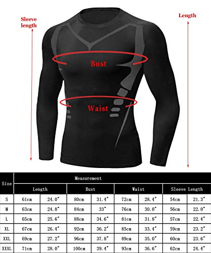 Sykooria Camiseta de Compresión Deportiva para Hombre Ropa Deportiva de Manga Larga de Transpirable y Secado Rápido Correr Gym Entrenamiento Ciclismo