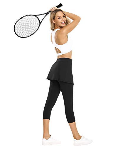 Sykooria Falda Pantalón Deportiva para Mujer Capris Faldas de Tenis y Golf 3/4 Leggins de Chándal Mujeres Correr Entrenamiento Yoga Fitness