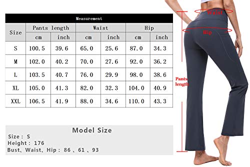 Sykooria Pantalones de Yoga Bootcut con Bolsillo para Mujer Pantalón Deportivos de Cintura Alta Pants de Control de Barriga Pilates Trabajo Correr Baile Fitness