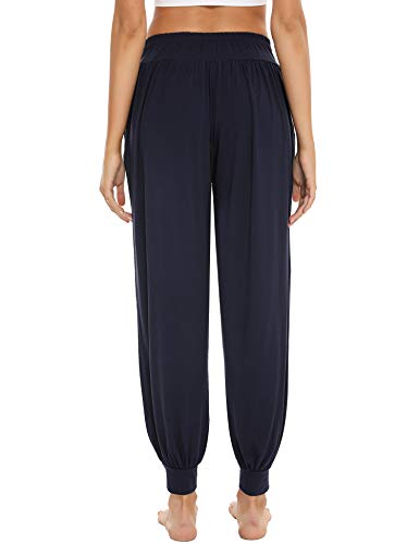 Sykooria Pantalones de Yoga para Mujer de Algodón Modal Pantalones Deportivos Harem Mujer de Anchos Sueltos de Cintura Alta Pilates Baile