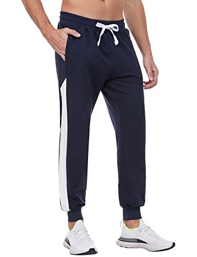 Sykooria Pantalones Deportivos Hombre Casuales Pants Cintura Alta 100% Algodón Delgado Chándal Largo Fitness Pantalones de Pijama Cómodos y Transpirables