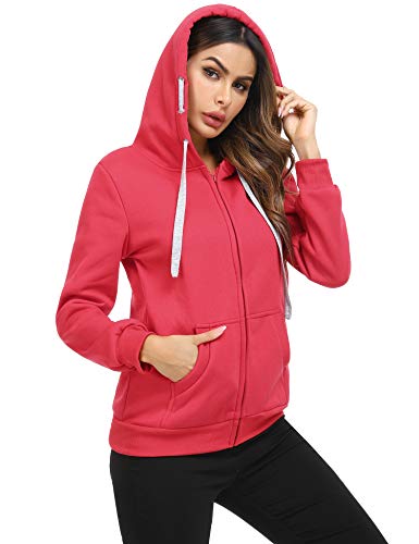 Sykooria Sudadera con Capucha para Mujer Flannel Chaqueta Deportivo con Cremallera y 2 Bolsillo Invierno Otoño para Mujeres Casual Correr Fitness