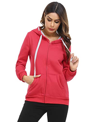 Sykooria Sudadera con Capucha para Mujer Flannel Chaqueta Deportivo con Cremallera y 2 Bolsillo Invierno Otoño para Mujeres Casual Correr Fitness