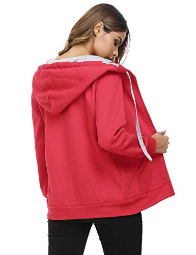 Sykooria Sudadera con Capucha para Mujer Flannel Chaqueta Deportivo con Cremallera y 2 Bolsillo Invierno Otoño para Mujeres Casual Correr Fitness