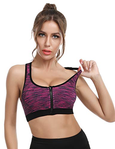 Sykooria Sujetador de Entrenamiento de Alto Impacto para Mujer Sujetador Deportivo Acolchado con Cremallera Frontal inalámbrico Top Corto para Espalda Deportiva para Gimnasio Yoga Running Sykooria Sujetador de Entrenamiento de Alto Impacto para Mujer Sujetador Deportivo Acolchado con Cremallera Frontal inalámbrico Top Corto para Espalda Deportiva para Gimnasio Yoga Running