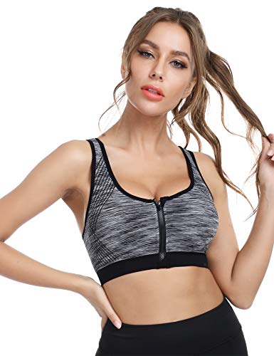 Sykooria Sujetador de Entrenamiento de Alto Impacto para Mujer Sujetador Deportivo Acolchado con Cremallera Frontal inalámbrico Top Corto para Espalda Deportiva para Gimnasio Yoga Running Sykooria Sujetador de Entrenamiento de Alto Impacto para Mujer Sujetador Deportivo Acolchado con Cremallera Frontal inalámbrico Top Corto para Espalda Deportiva para Gimnasio Yoga Running