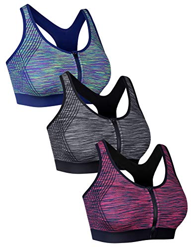 Sykooria Sujetador de Entrenamiento de Alto Impacto para Mujer Sujetador Deportivo Acolchado con Cremallera Frontal inalámbrico Top Corto para Espalda Deportiva para Gimnasio Yoga Running Sykooria Sujetador de Entrenamiento de Alto Impacto para Mujer Sujetador Deportivo Acolchado con Cremallera Frontal inalámbrico Top Corto para Espalda Deportiva para Gimnasio Yoga Running